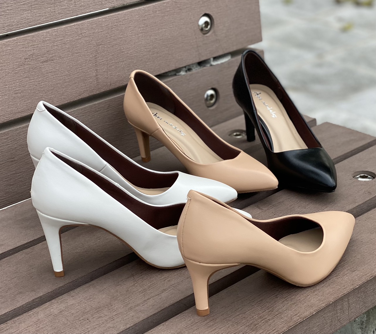 Giày cao gót  nữ 5 phân mũi nhọn và 7 phân xi mờ  gót nhọn Annamodels kiểu dáng basic _A026