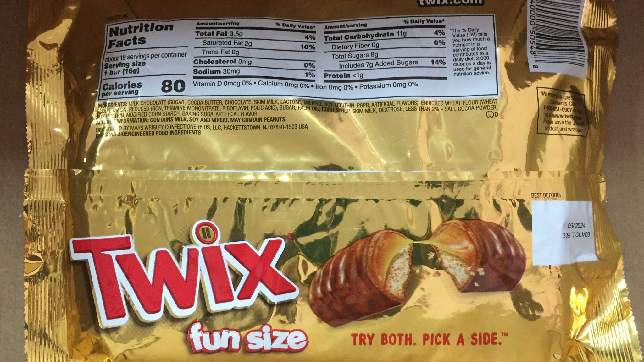 Socola Twix Fun Size - Caramel & Milk Chocolate (275g) Hàng Nhập Mỹ (HSD 02/2026)