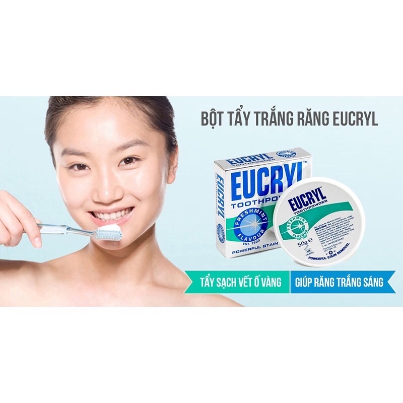 Bột trắng răng Eucryl giúp răng trắng sáng