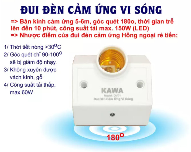 ĐUI ĐÈN CẢM ỨNG VI SÓNG DV01