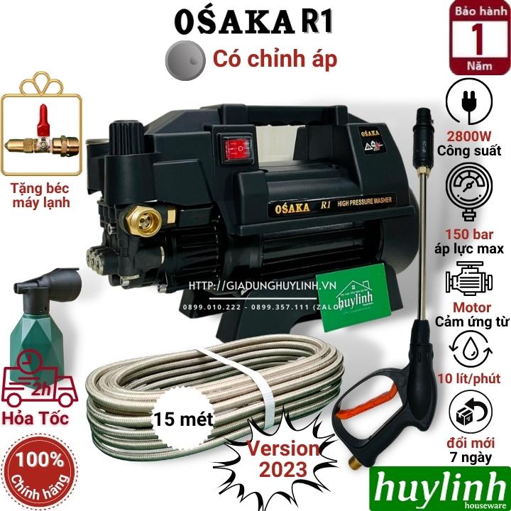 Máy xịt rửa xe chỉnh áp Osaka R1 - Công suất 2800W - Dây 15 mét - Tặng béc rửa máy lạnh điều hòa