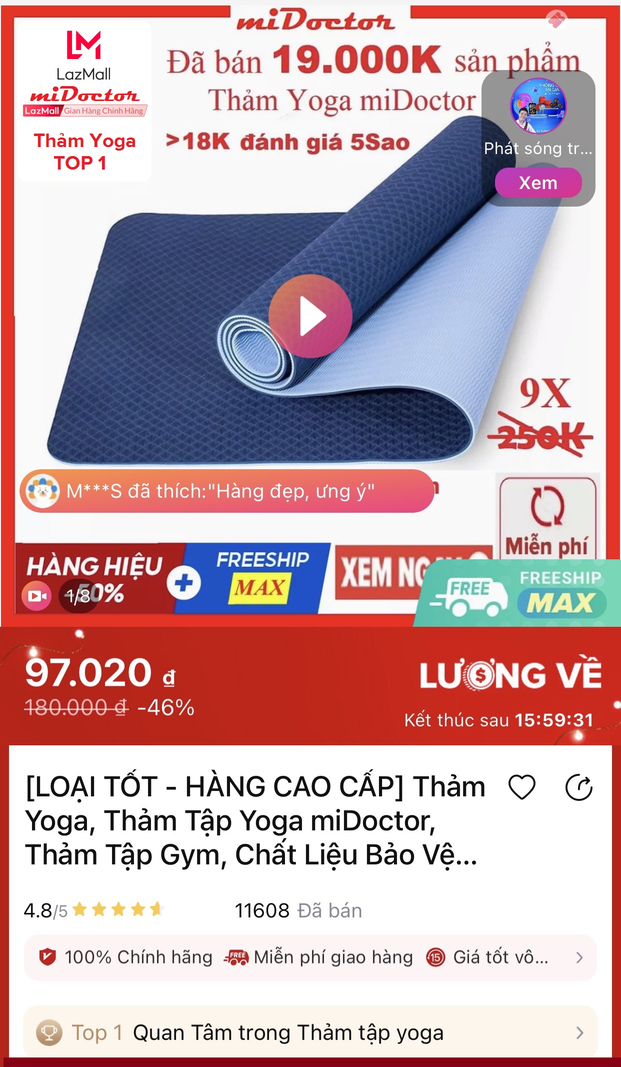 [LOẠI TỐT - HÀNG CAO CẤP] Thảm Yoga 8mm, Thảm Tập Yoga miDoctor, Thảm Tập Gym, Chất Liệu Bảo Vệ Môi Trường, thảm tập thể dục tại nhà, thảm tập gym, miếng tập yoga - Hàng Chính Hãng