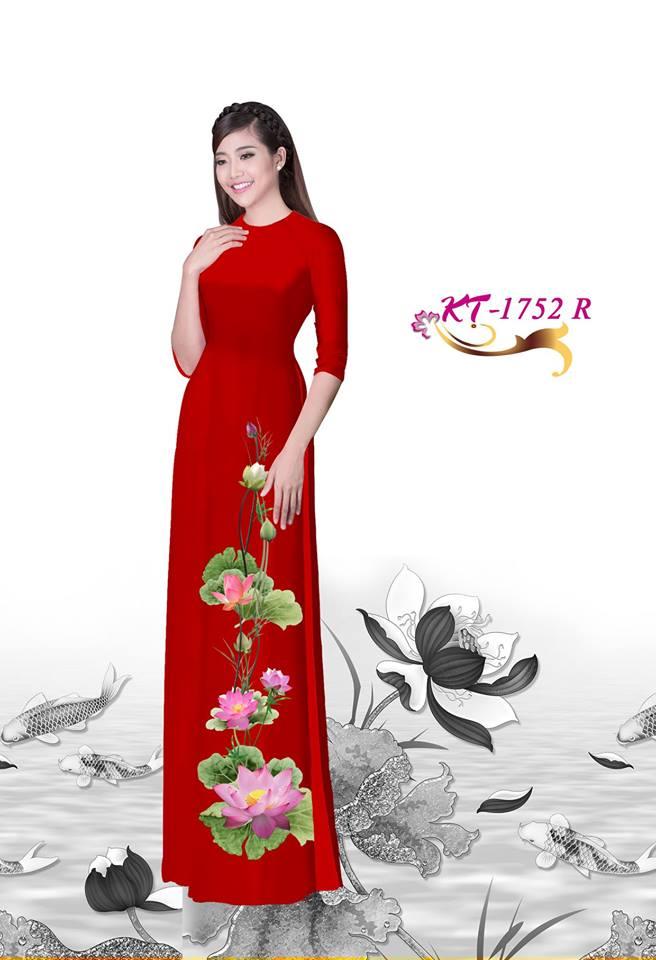 [HCM]Vải Áo Dài 3d bộ In Hoa Sen