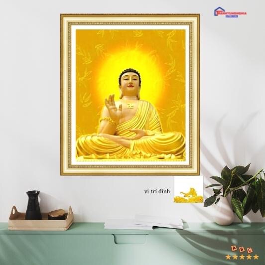Tranh đính đá Phật Tổ - KT 50x55cm (chưa đinh đá)