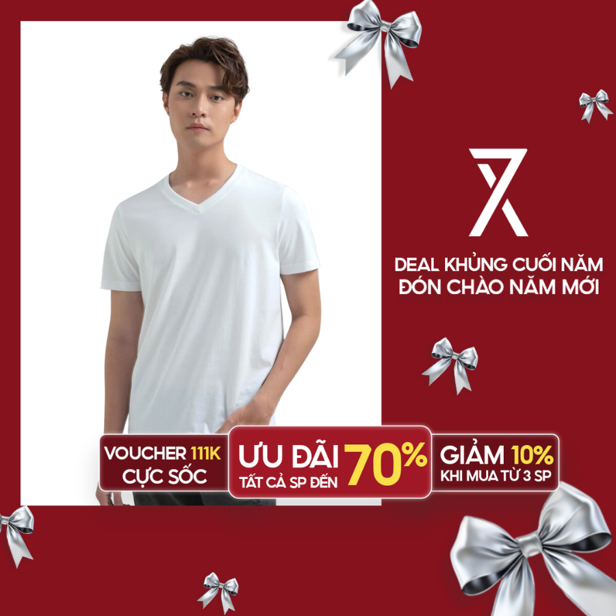 [15.1 - 17.1 Voucher lên đến 200K]  Áo Thun Nam COUPLE TX - Áo Thun Cotton Trơn Basic Nam Cổ Tim, Form Fit