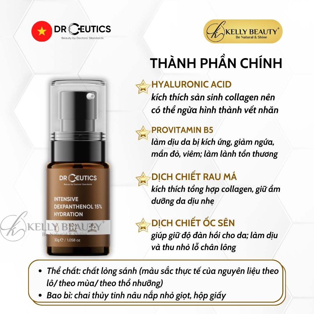 Tinh Chất Phục Hồi Da DrCeutics Intensive Dexpanthenol 15% Hydration | Kelly Beauty