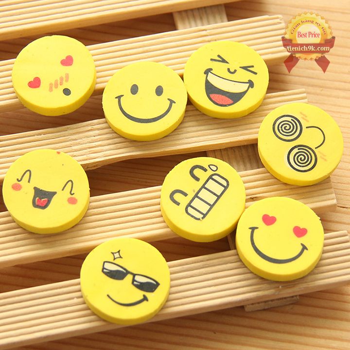 Vỉ 4 gôm tẩy bút chì hình mặt cười