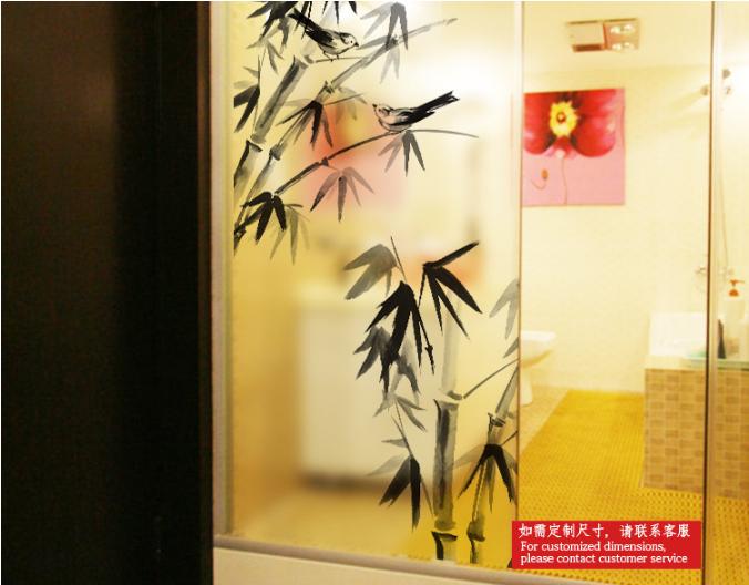 Decal Dán Kính Cao Cấp - Cây Trúc Chim đen ( 60 X116 )-DK1054
