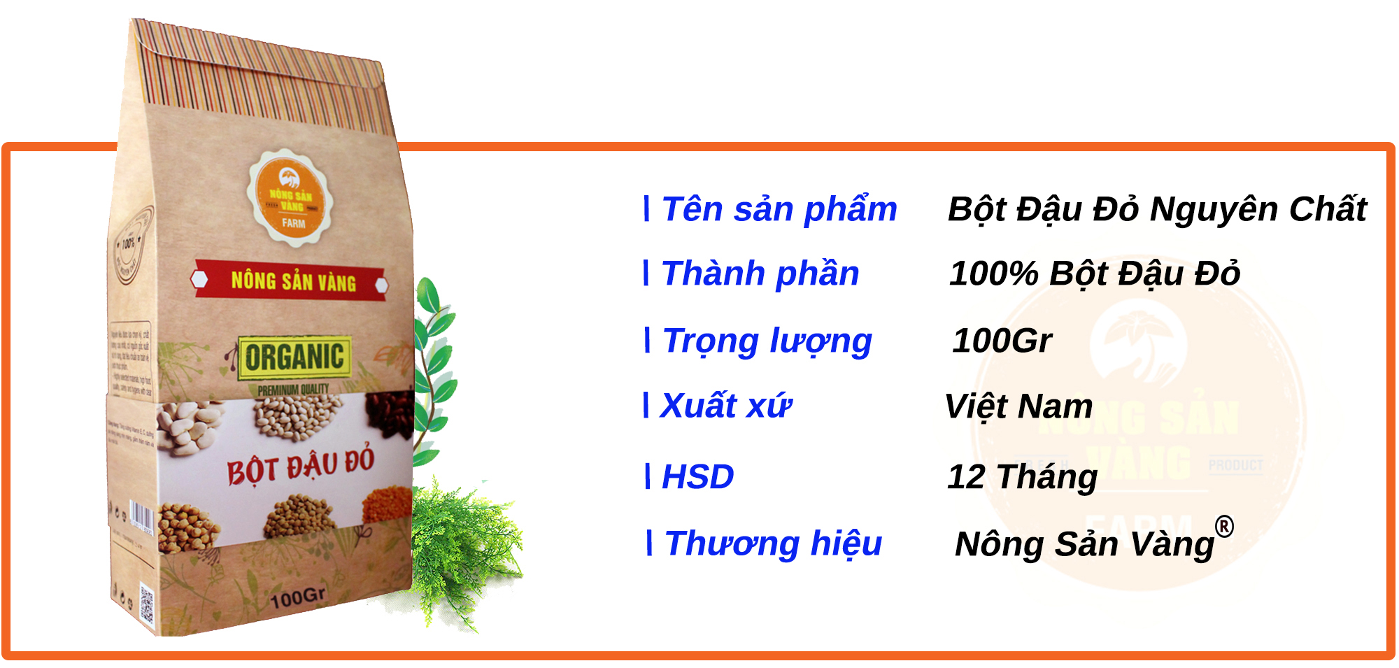 [HCM]Bột Đậu Đỏ Nguyên Chất 100gr đắp mặt dưỡng da làm hồng da - Nông Sản Vàng