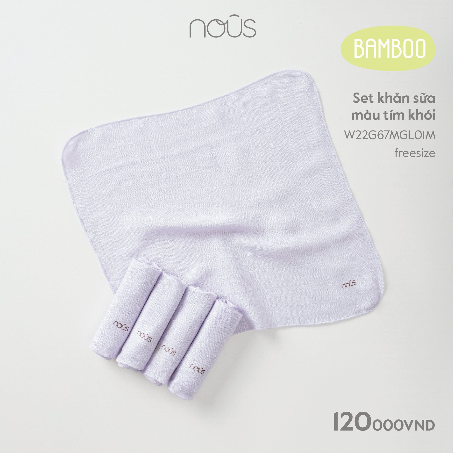 set 5 Khăn sữa Bamboo cho bé Nous