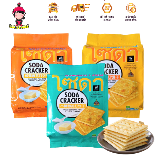 Bánh quy Soda Cracker Gói To 400g vị Truyền thống,Trứng muối,Sữa muối