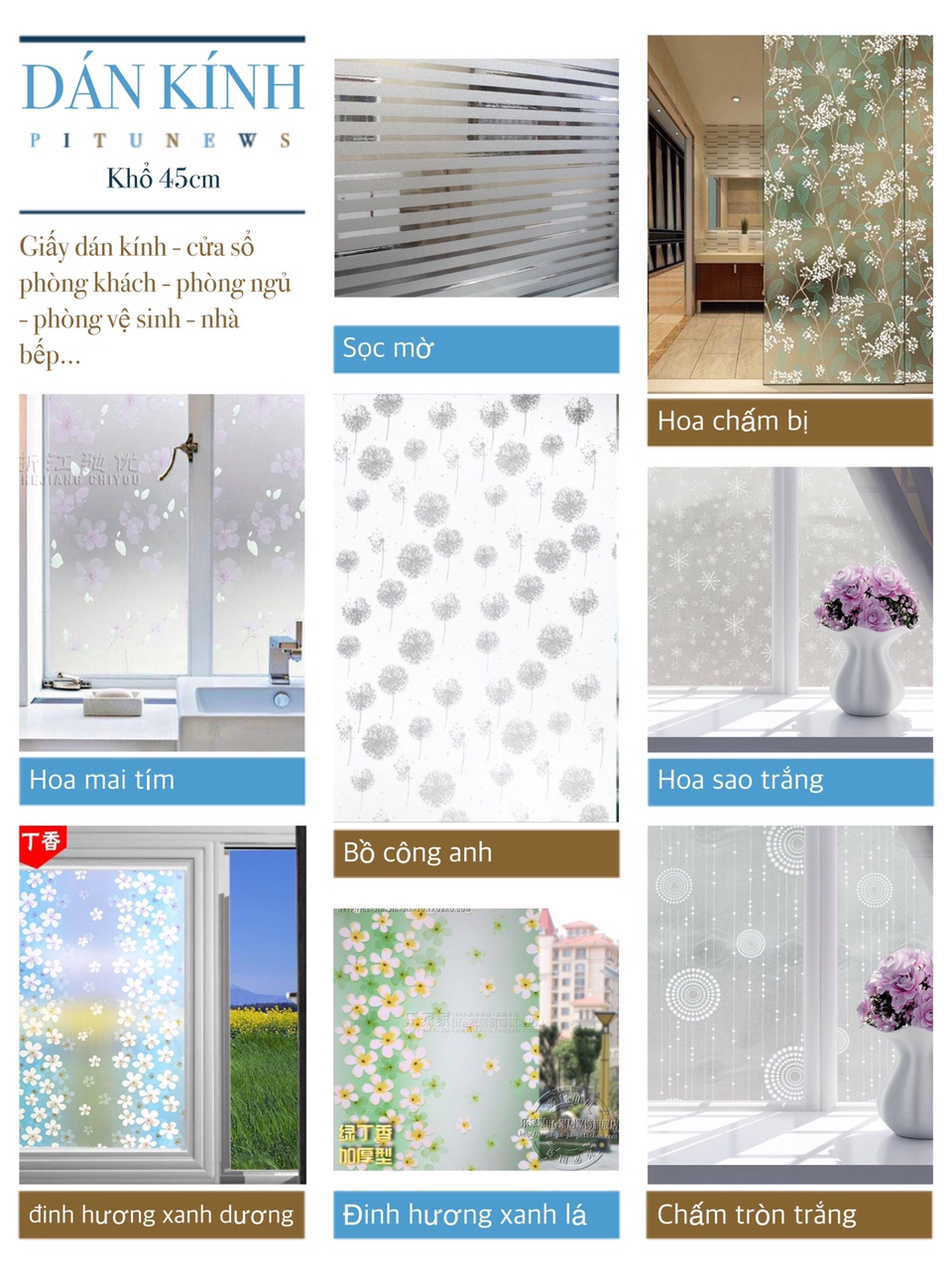 1M Decal giấy dán kính mờ khổ rộng 60Cm (có sẵn keo dán) BST002
