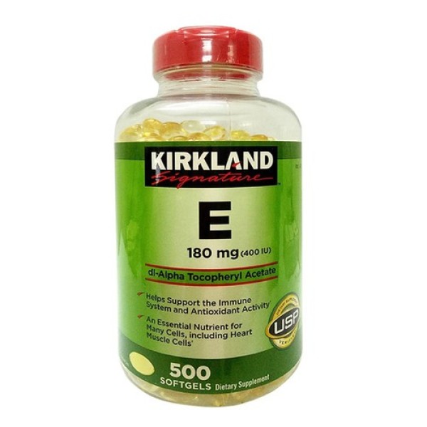 Vitamin E 400 IU Kirkland 500 Viên Hàng Chuẩn Mỹ Sạch Mụn Đẹp Da Tóc Chống Lão Hóa