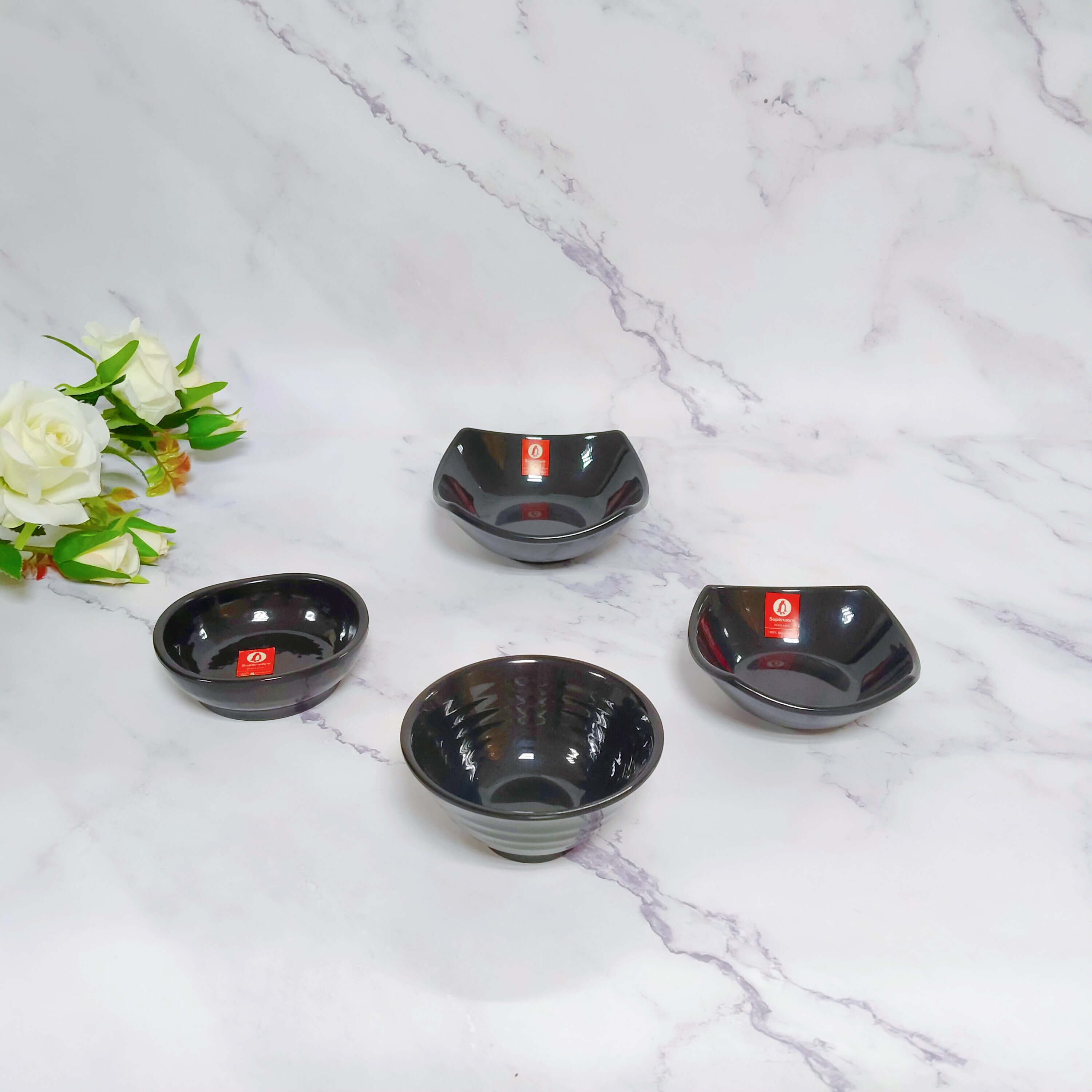 Bộ chén dĩa chấm Superware Nhựa phíp 100% melamine Đen