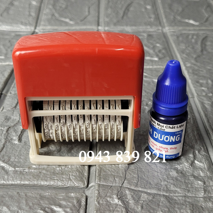 Con dấu 13 số xoay thay đổi liền mực - mực mọi chất liệu 10ml