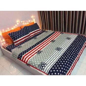 Bộ Ga Kèm - 2 áo gối - Đủ size (Tặng Kèm Áo Gối Ôm) Mẫu Cờ Mĩ