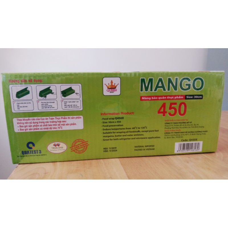 Màng bọc thực phẩm 450 x 30cm MANGO- An Toàn Vệ Sinh Thực Phẩm