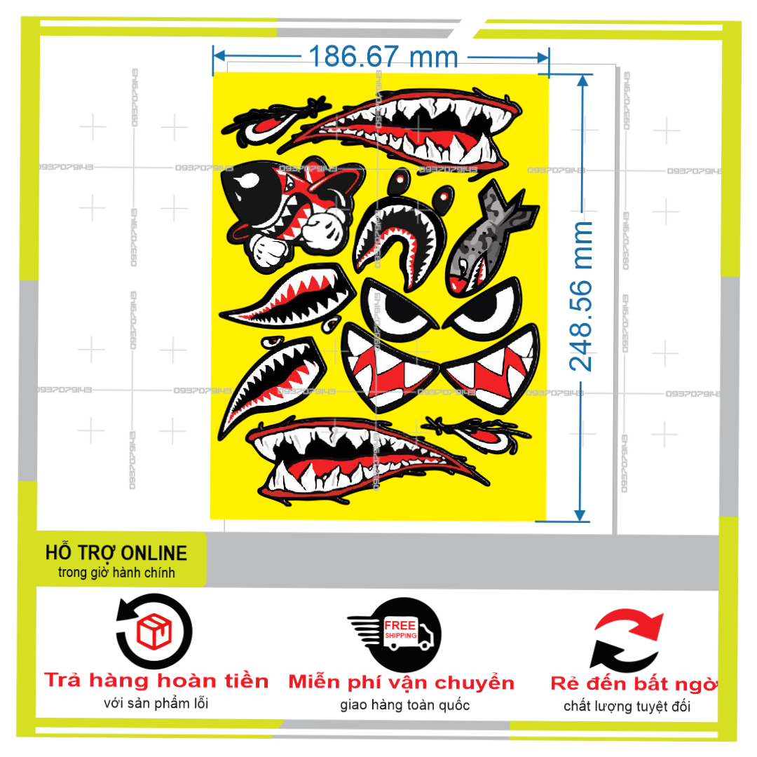 LOGO STICKER RĂNG CÁ MẬP  { PHỤNG DECAL }