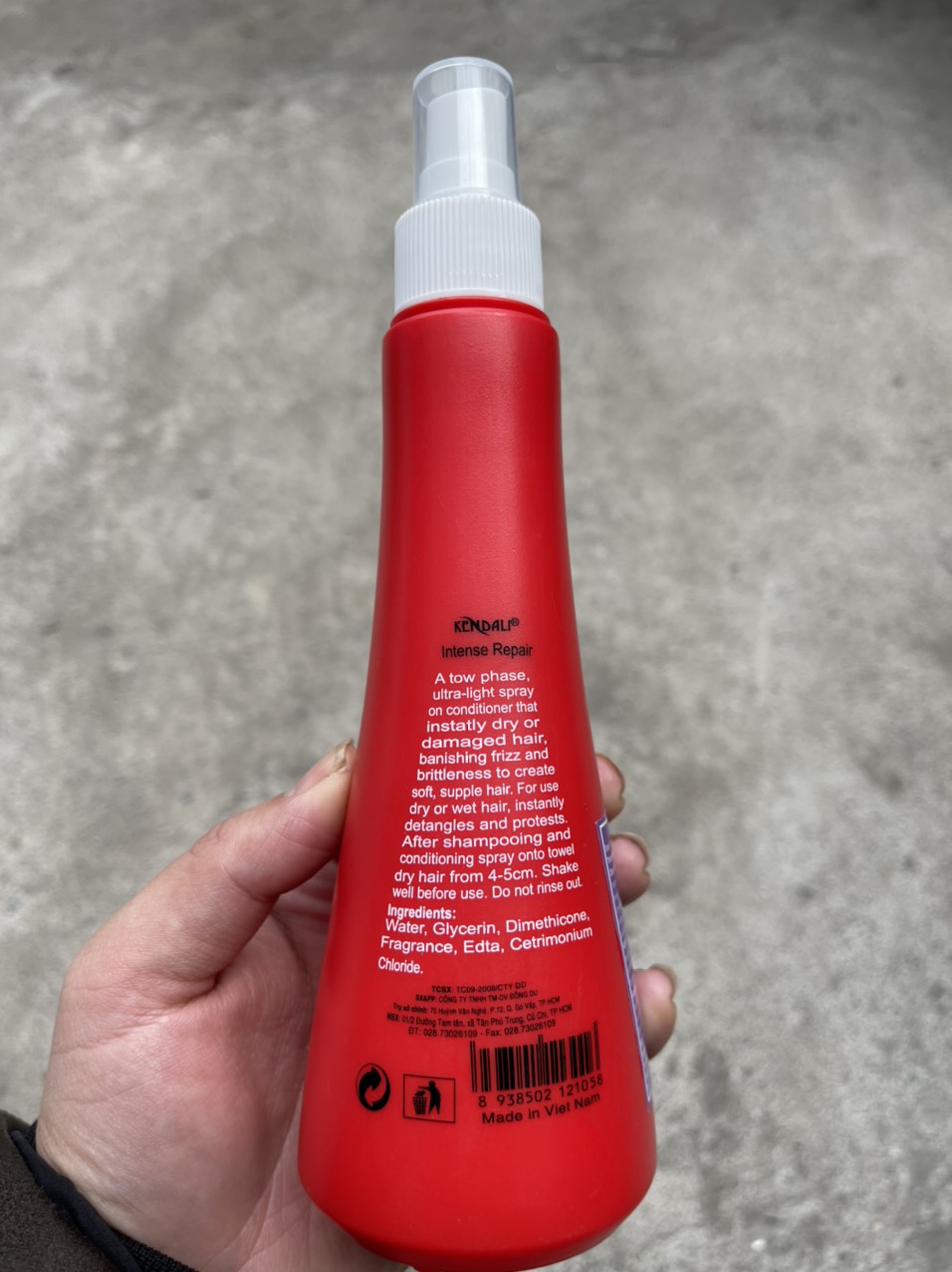XỊT DƯỠNG TÓC KENDALI ĐỎ 250ML