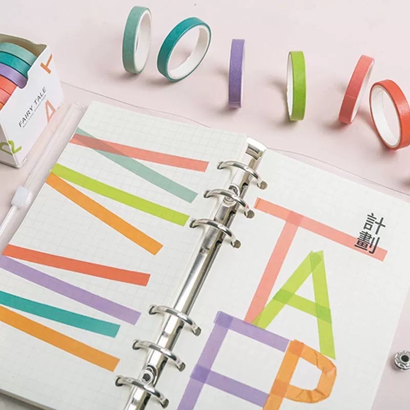 Set 7 Cuộn Washi Tape Basic Agugu dùng để trang trí