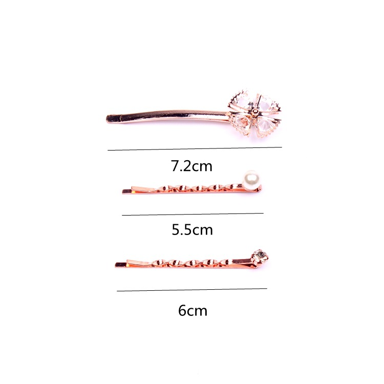 Kẹp tóc nữ (vỉ 3 kẹp) đính đá nhiều mẫu lấp lánh KT11