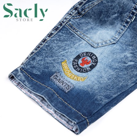 Quần jeans lửng bé trai từ 6kg - 17kg (Quần jeans lững màu xanh)