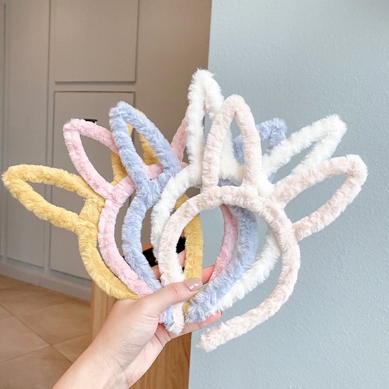 Cài Tóc Tai Thỏ Lông Nhung Mềm Mại