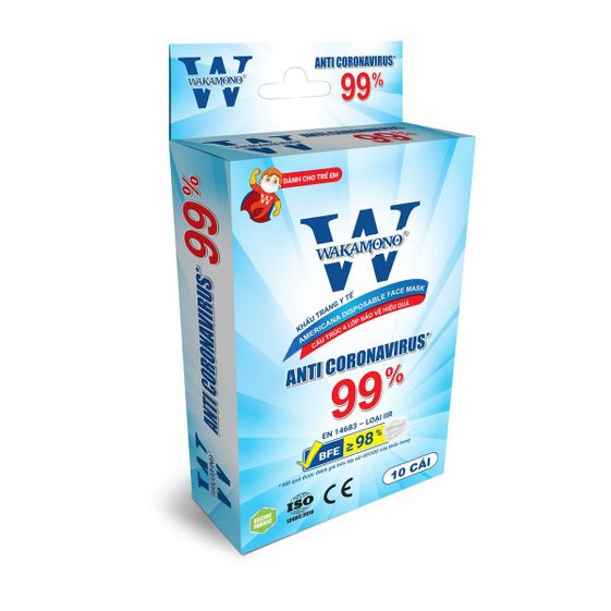 KHẨU TRANG WAKAMONO TRẺ EM (4 LỚP, HỘP 10 CÁI) - KHO HCM