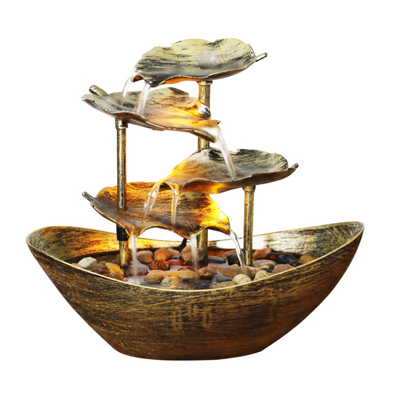 Relaxation Indoor Waterfall Fountain Tabletop Water Fountain LED Light for Home Office Room Desktop Decoration
