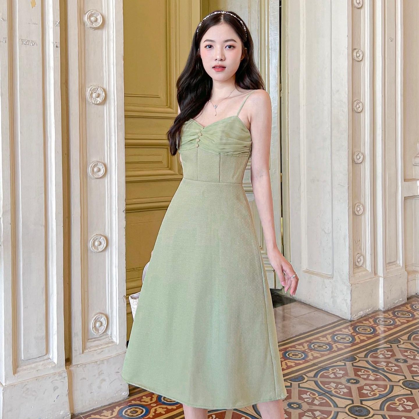 Đầm CANIVA - Đầm 2 dây nhún ngực