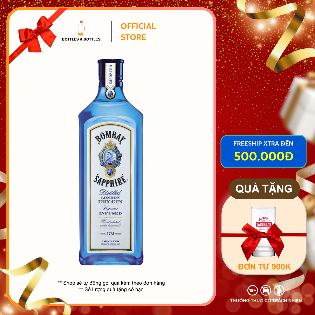 [CHÍNH HÃNG] Rượu London Dry Gin Bombay Sapphire - 700ML - 47%