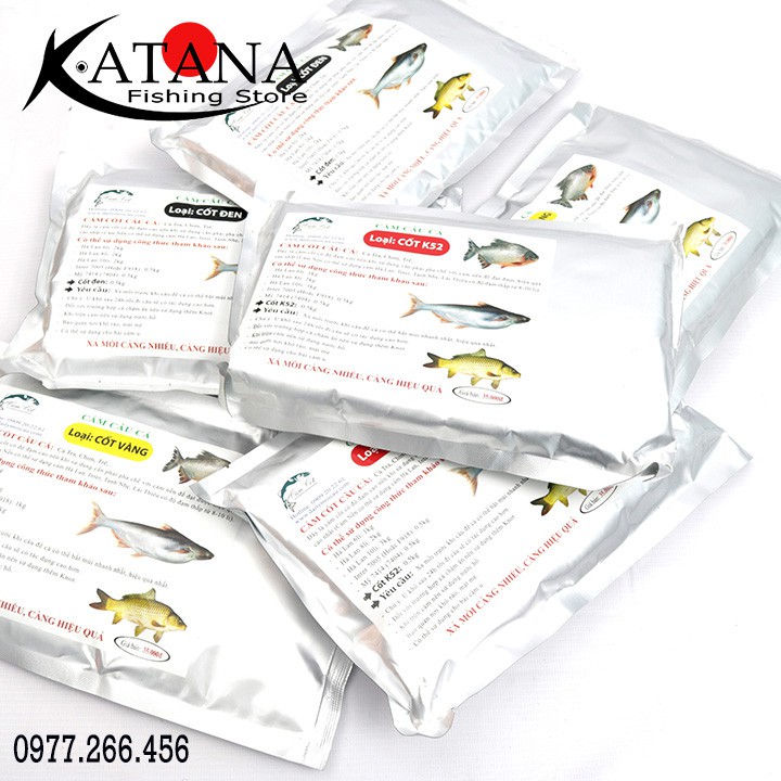 Gói Cám Cốt K52-Vàng-Đen-Bịch (500gr)-cám cốt k52 câu cá