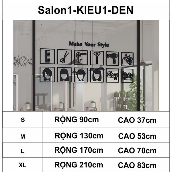 Tranh mica EPeBen dán tường nổi 3d hình các kiểu tóc decor trang trí Salon tóc decor trang trí salon, cửa hàng, spa