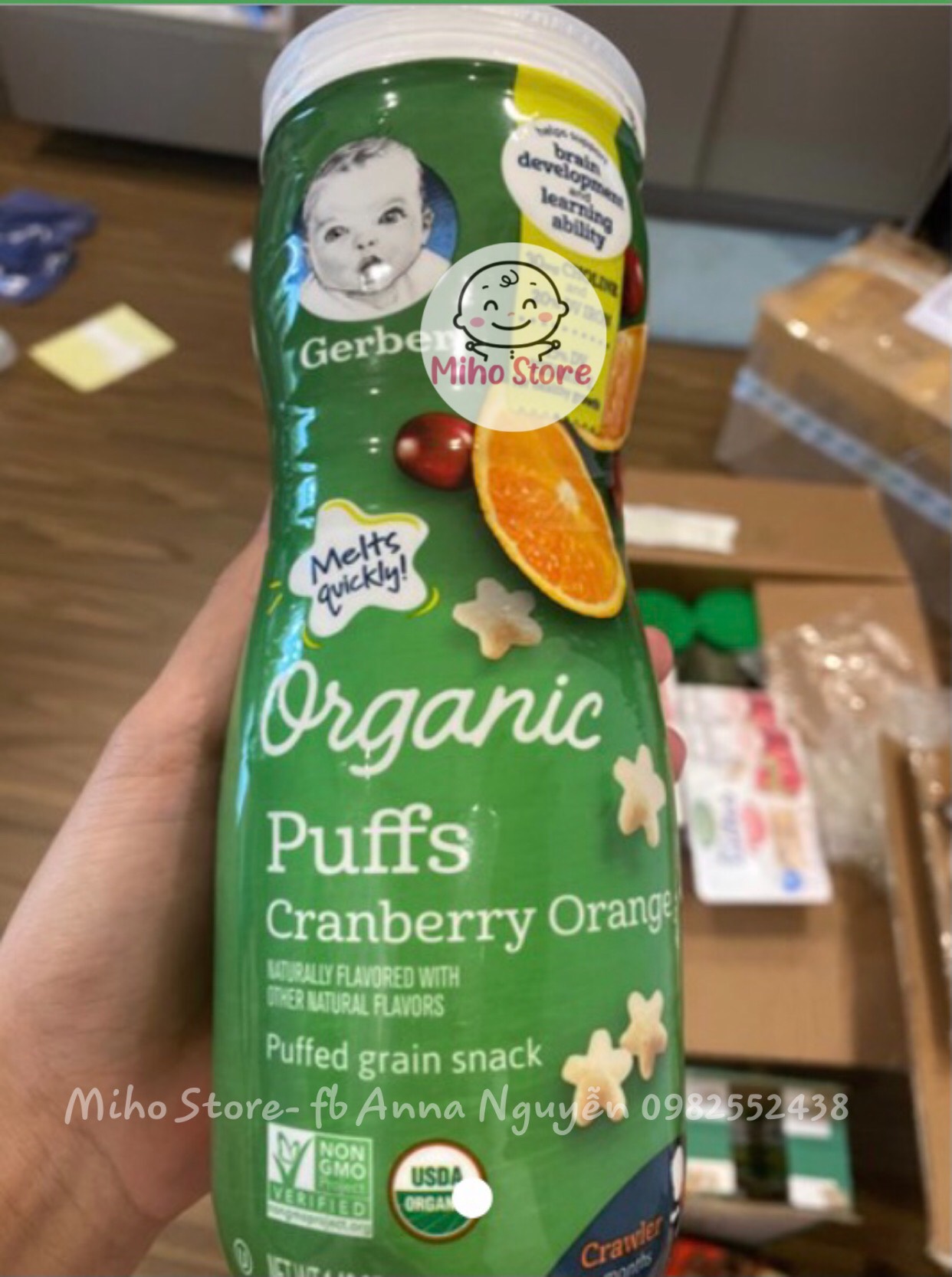 (Mẫu mới nắp trắng) Bánh ăn dặm ngũ cốc organic Gerber