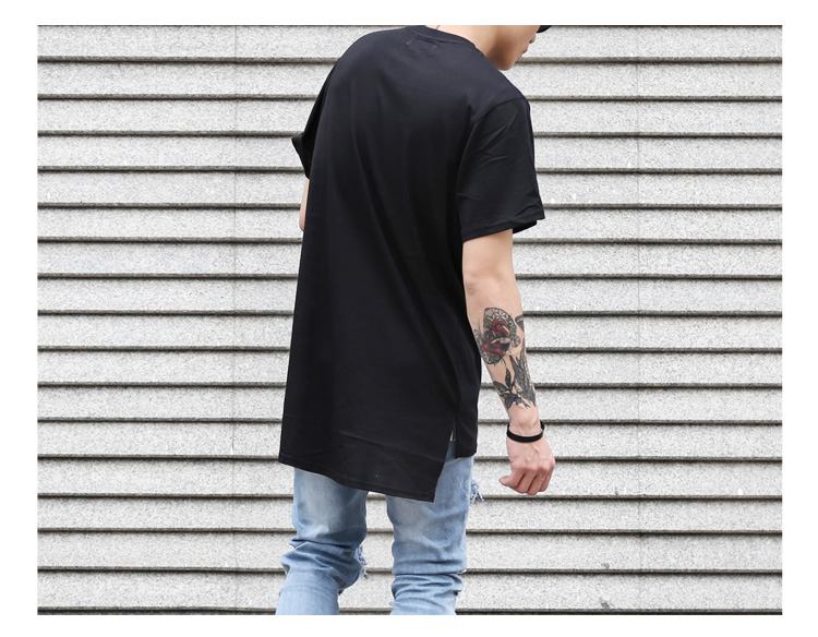 [Hoàn Tiền 15%] Áo Thun Longtee Layer Xẻ Tà Nam Nữ Đen Trắng Unisex