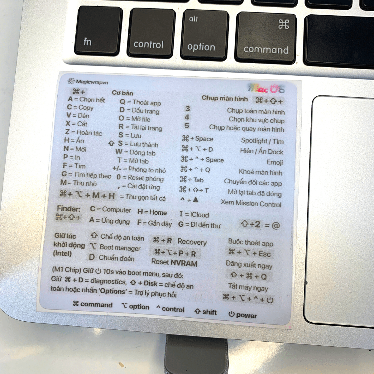 Miếng dán phím tắt MACOS cho laptop MACBOOK | MAGICWRAPVN | TECHLABVN