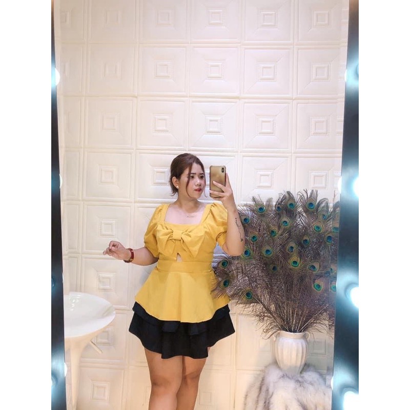 [HCM]Áo Peplum Nơ Bigsize 60=>90KG