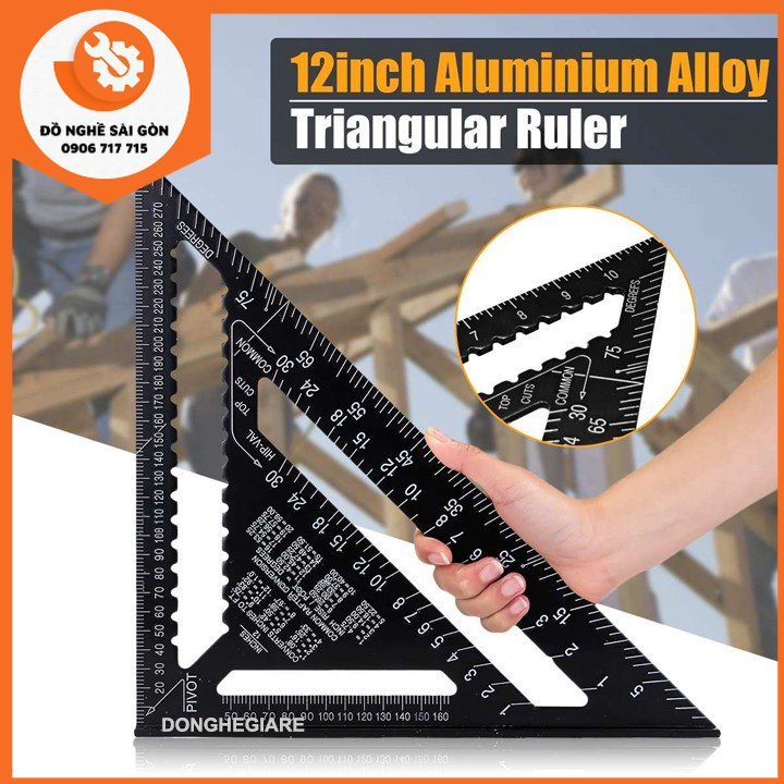 Thước ke góc vuông tam giác vuông hợp kim nhôm 18cm 30cm - Thước ke vuông - Thước tam giác vuông