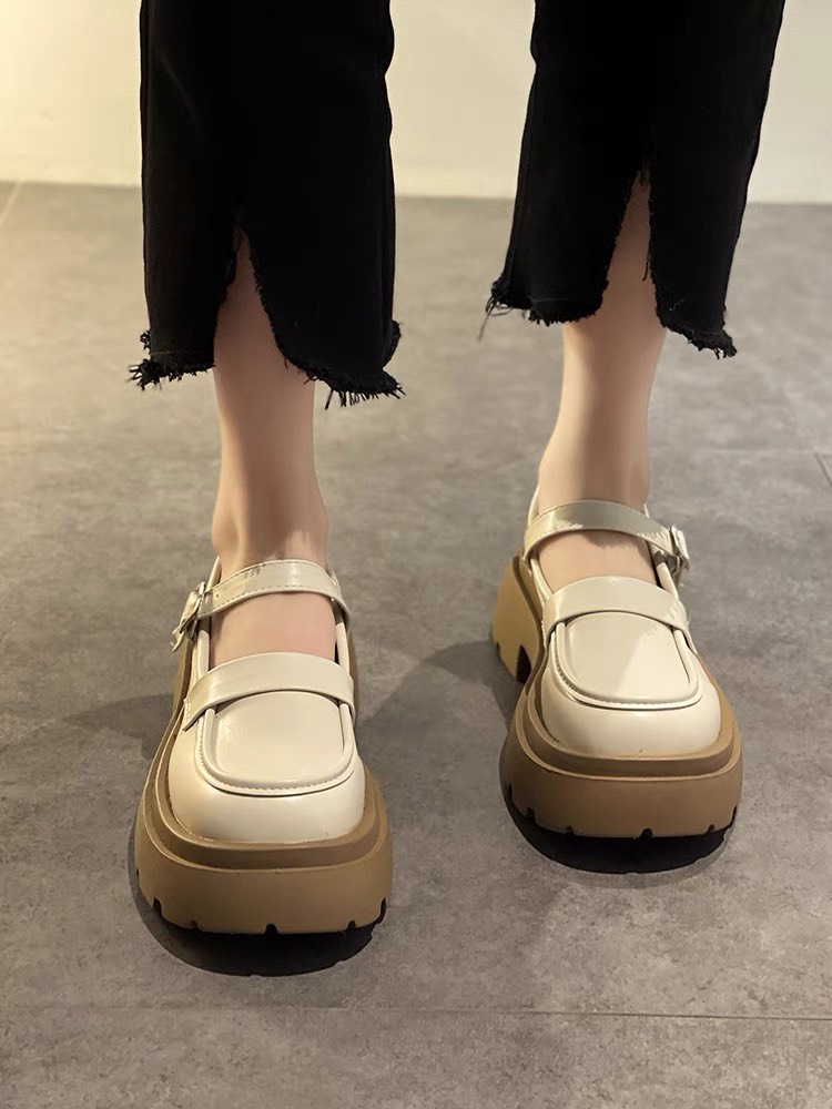 giày oxford nữ đế cao 5cm chất da mềm   phối đế nâu