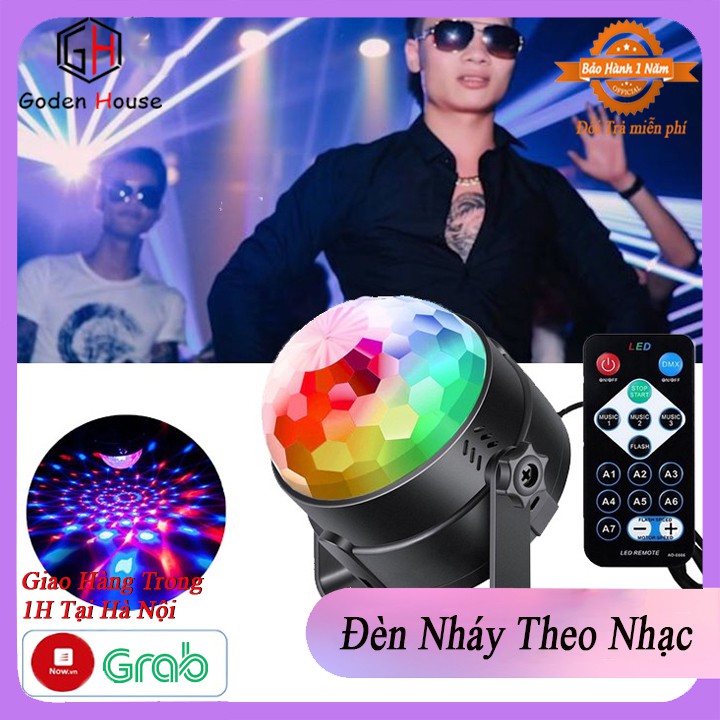 Đèn nháy theo nhạc led cầu mini Party Light, đèn chớp theo thạc cảm biến thay đổi hình và màu sắc theo điệu nhạc