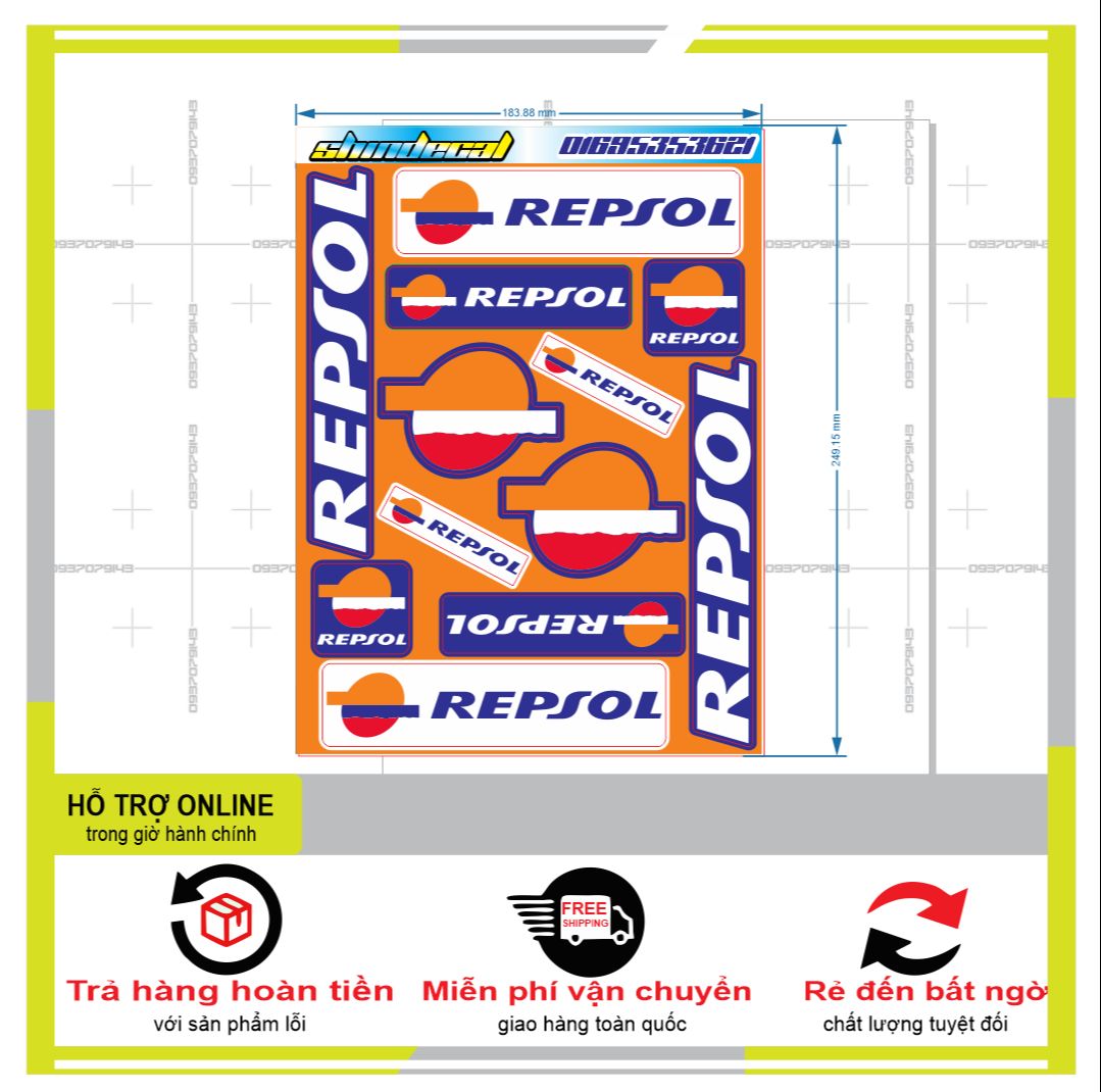 LOGO STICKER REPSOL 09  { PHỤNG DECAL }