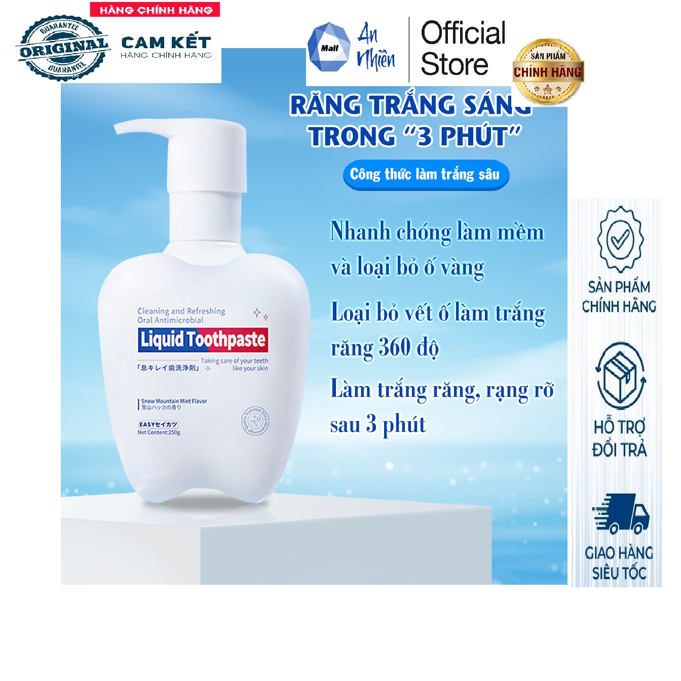 Kem Đánh Răng Fresh Toothpaste Nhật Bản - KDR Fresh Toothpaste Trắng Răng Giảm Vết Ố Vàng Răng Giữ Hơi Thở Thơm Mát