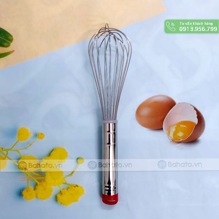 Phới đánh trứng inox cán đỏ 28cm