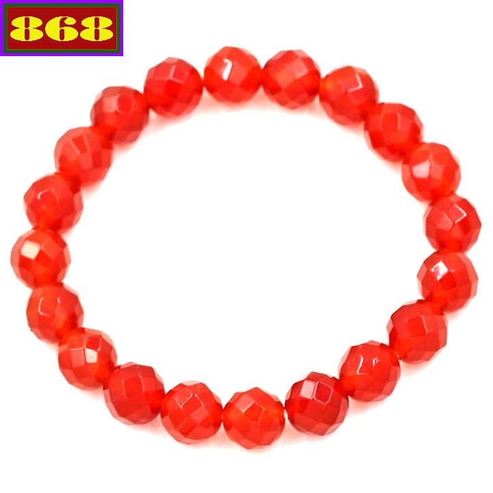 Chuỗi tay đá thạch anh đỏ cắt giác 8 ly 20 hạt tadcg8