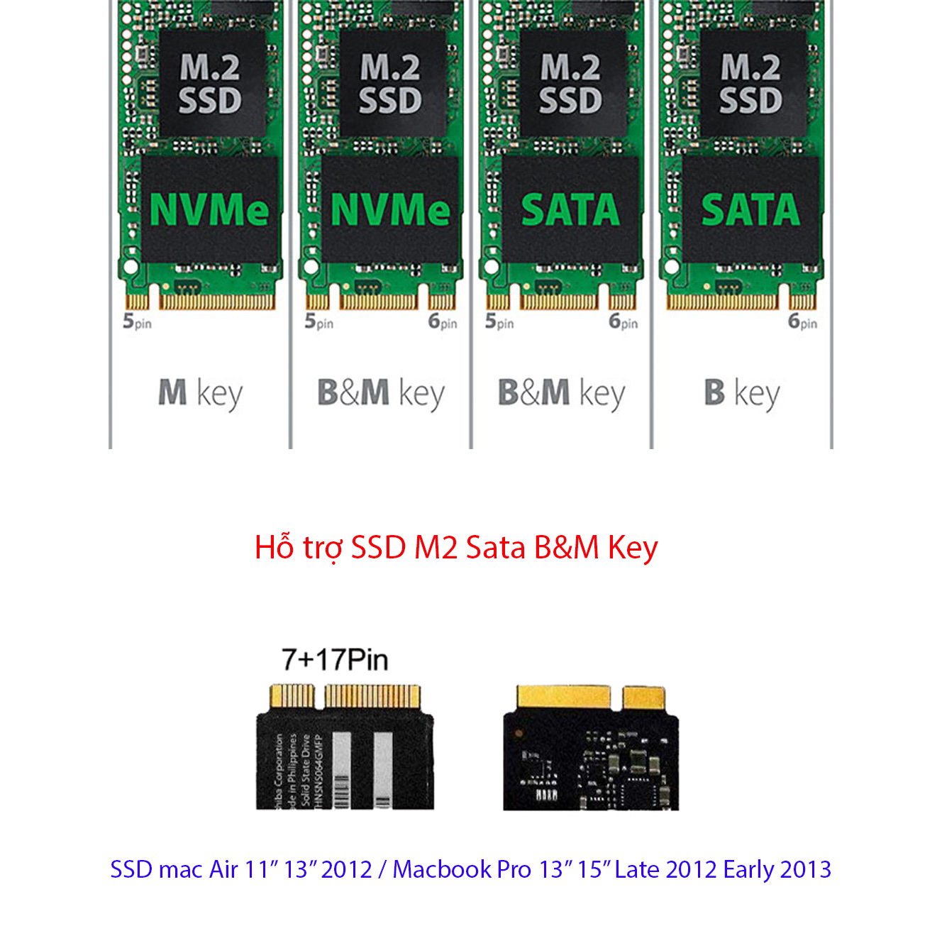 Adapter SSD M2 Sata Mac-Book Air A1465 A1466 đời 2012