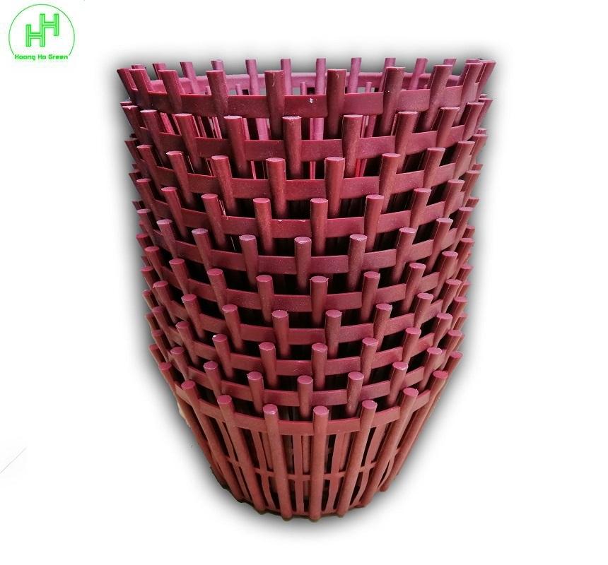 10 Chậu nhựa GIẢ GỖ trồng lan fi 20 có Nan Phụ NSX Bình Thuận Plastics! - Màu Đỏ Mận