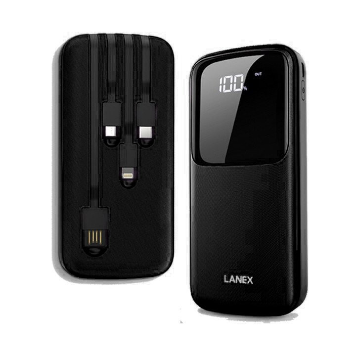 Pin sạc dự phòng 4 in 1 + 1 cổng usb 2.1a 10000 mah lanex lpb - n25 - màn hình led