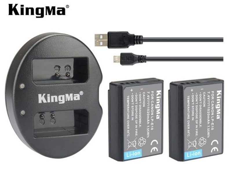 Bộ 02 Pin & 01 Sạc máy ảnh KingMa LP-E10