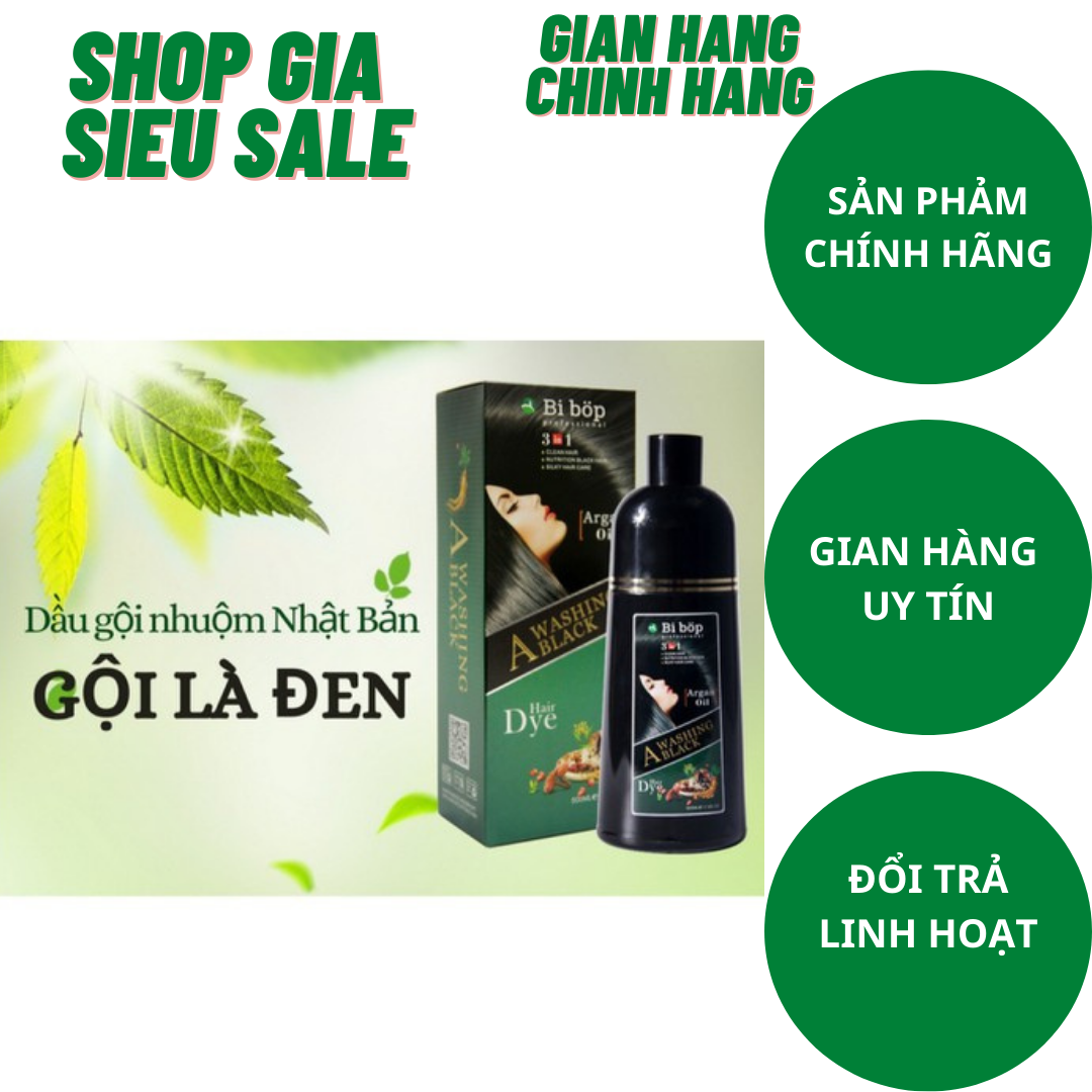 Dầu gội phủ bạc đen tóc 3in1 bibop nhật bản 500ml