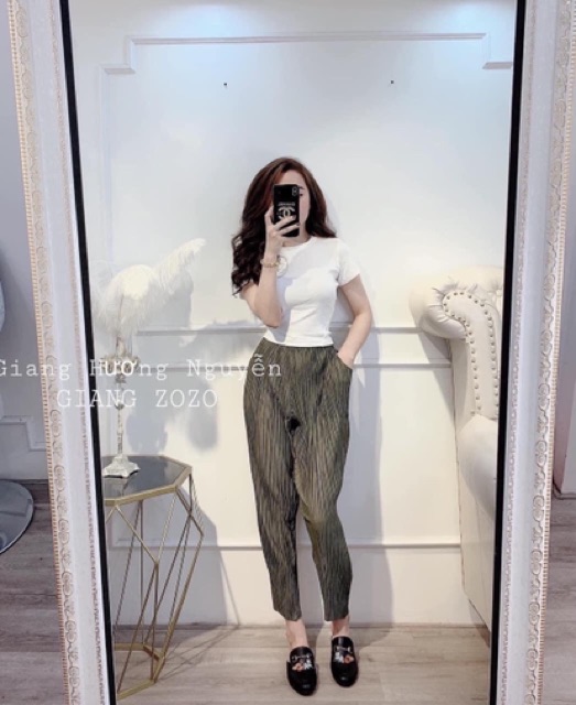Quần bom lụa xếp ly quảng châu